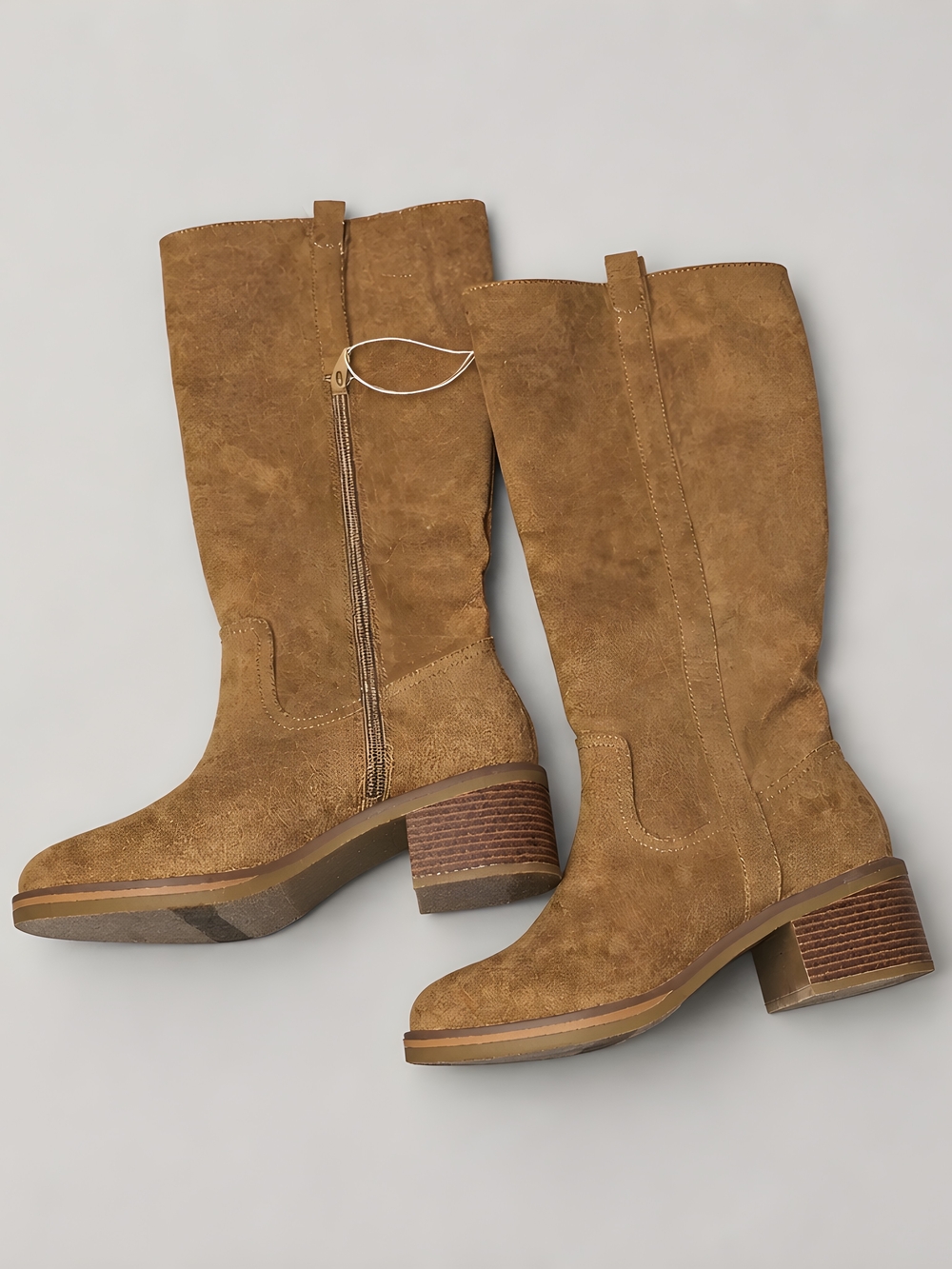 Kensie Tan Suede Knee High Block Heel Boots Sz 7.5 NIB